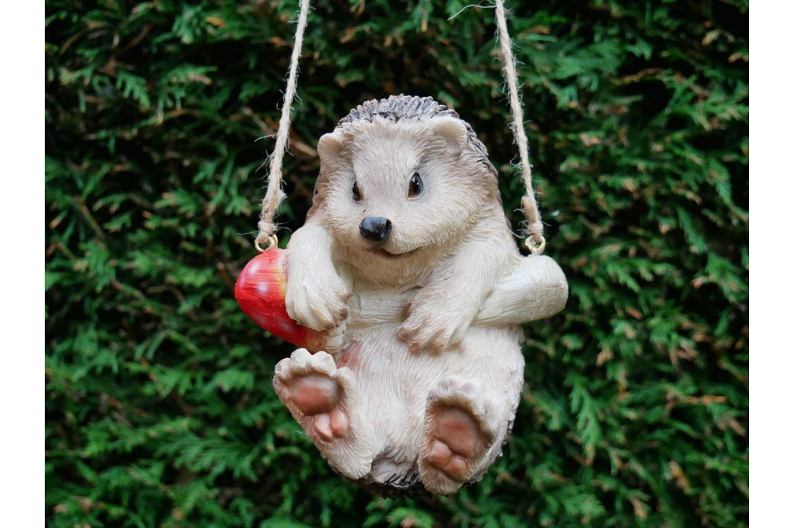 Darthome Rope Tree Hanging Outdoor Home Garden Animal Ornament Figurine Sculpture Statue (Hedgehog)