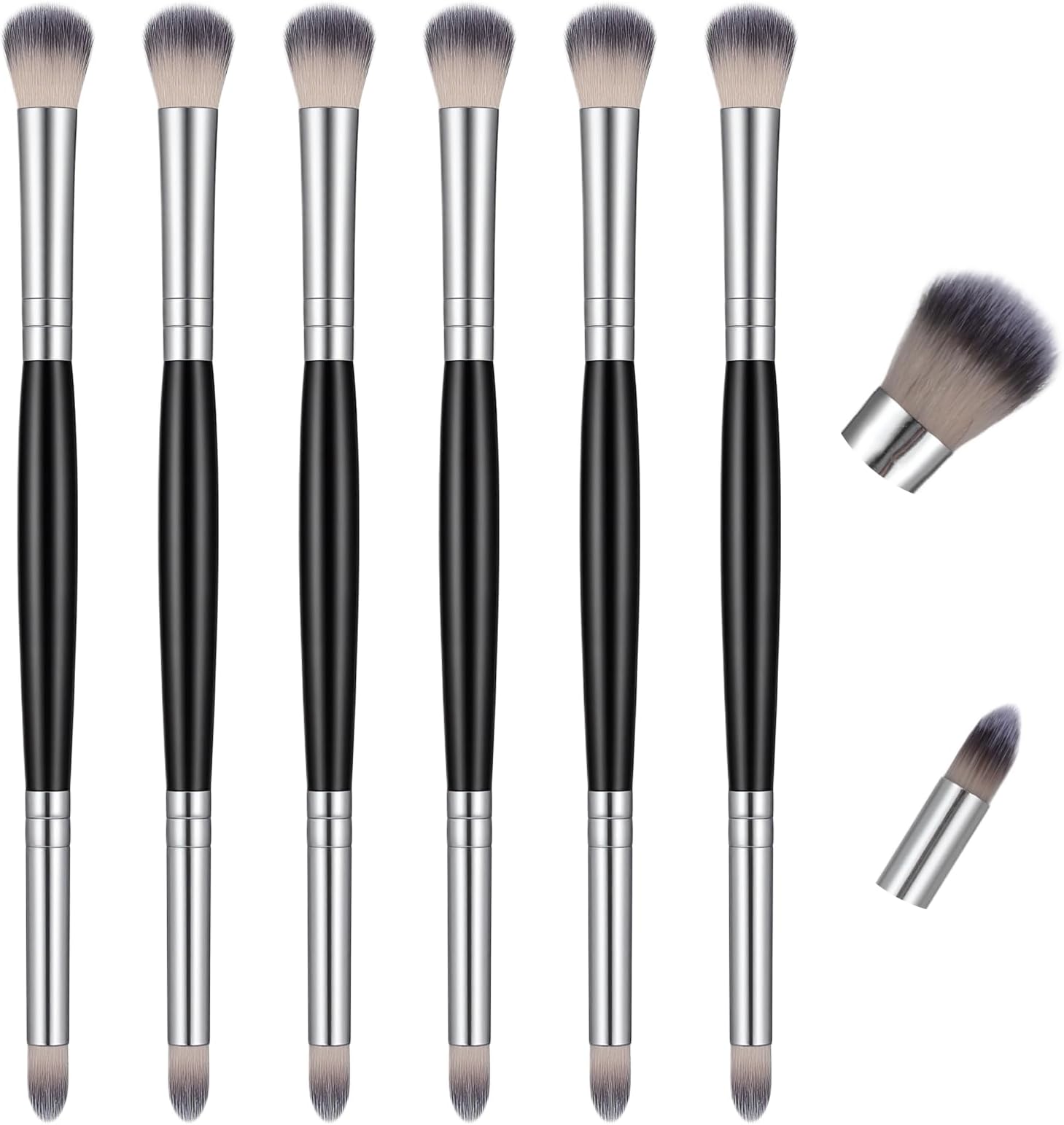 Eyeshadow Brush 6Pcs,2 in 1 Eye Shadow Brush Professional Blending Double Ended Makeup Fluffy Brushes for Concealer Eyebrows Eyeliner