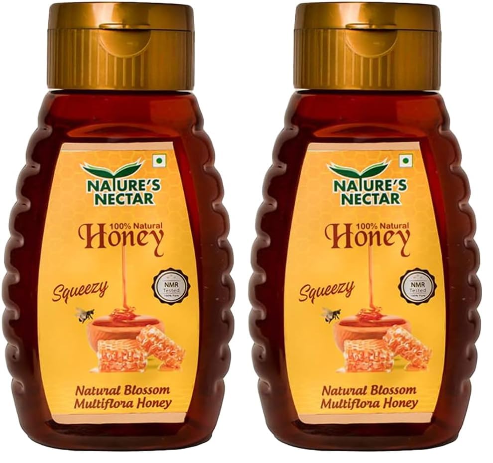 Image of Nature's Nectar 100% Pure Honey Squeezy Pack 500g | NMR Tested (Pack of 2)