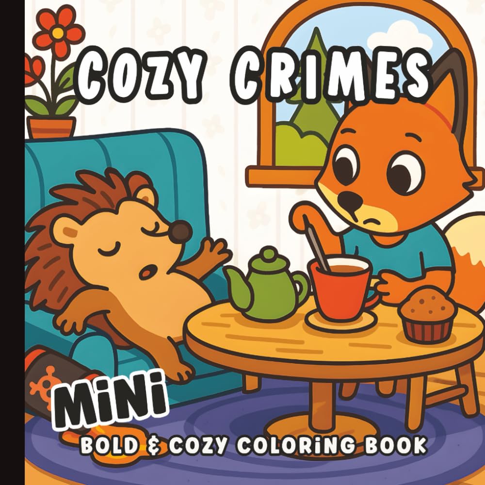 Mini Cozy Crimes: A Whimsical Animal Mystery Coloring Book: Cute & Clever Coloring Pages Featuring Forest Detectives, Missing Muffins, Stolen Socks, ... Whodunits! | Pocket Size 6 x 6 inches