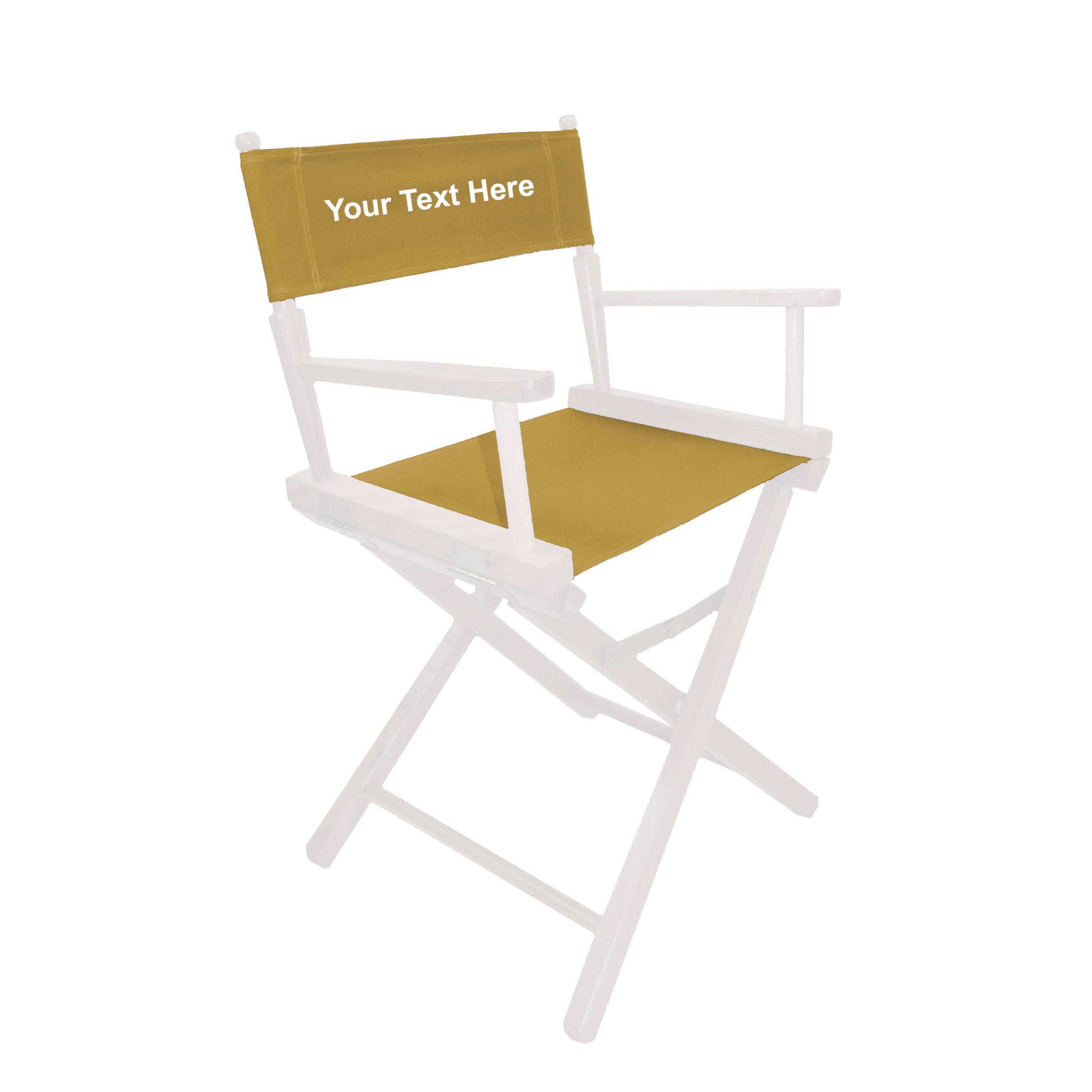 TLT Personalized Imprinted Contemporary 18 Inch Table Height White Frame Director's Chair - Khaki Tan