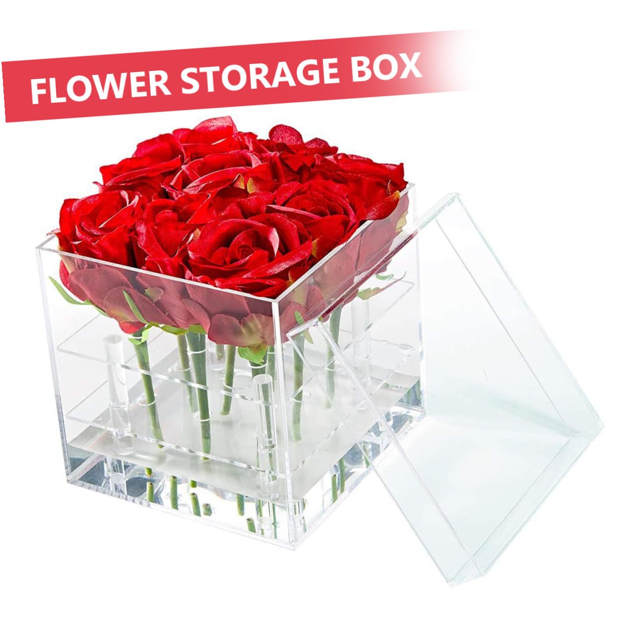 Scatola di Fiori Eterni in Acrilico Trasparente 16 Fori Contenitore per Composizioni Floreali Conservate Fioriera Rigida per Confezioni Regalo e Decorazioni Matrimonio