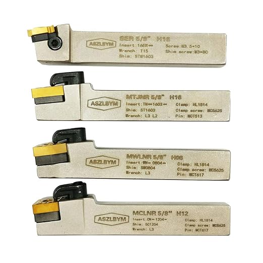Juego de 4 Portaherramientas de Torno CNC 5/8" con Inserciones de Carburo miniatura 4
