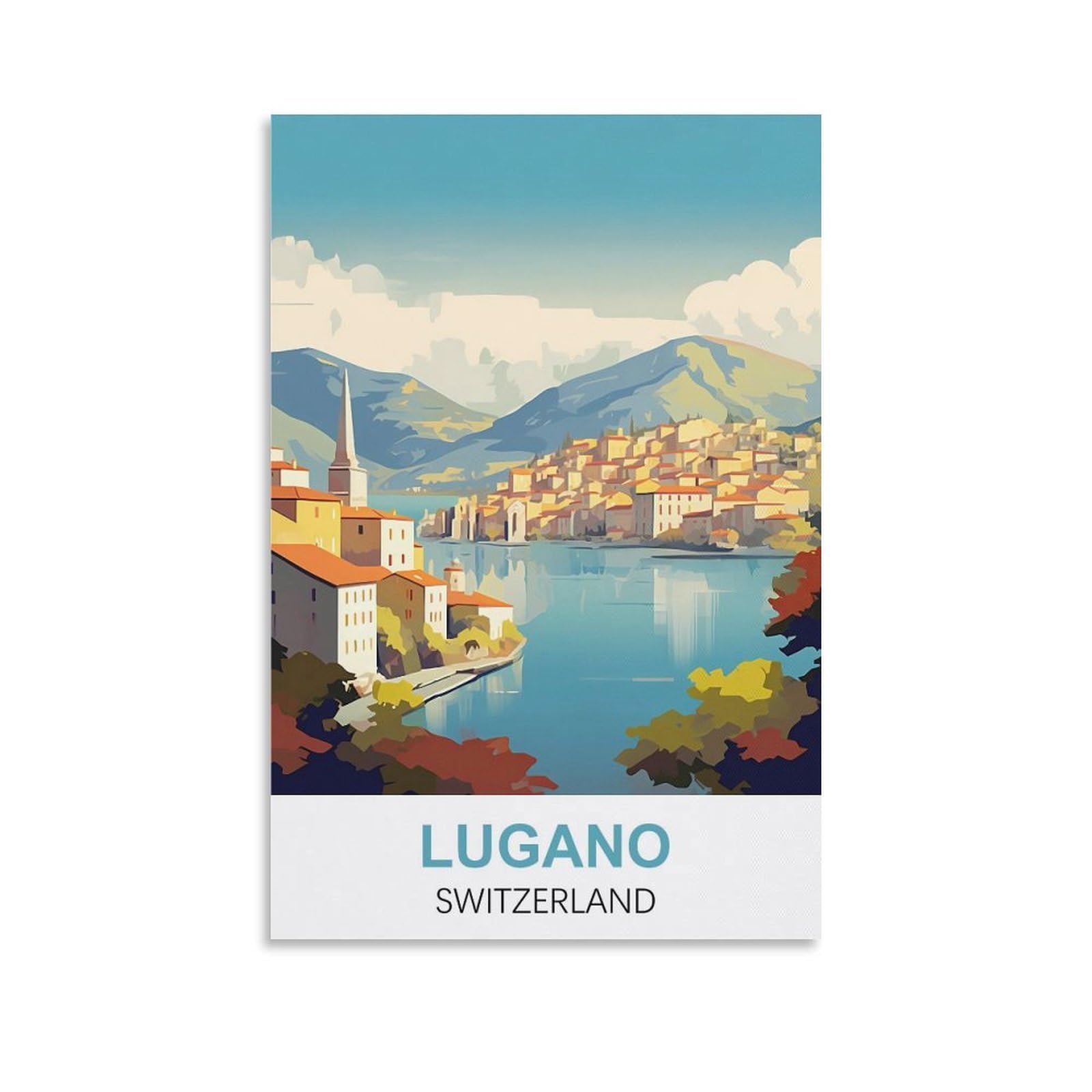 Ezmlfa A186 Paint By Numbers For Adults And Children Lugano Switzerland Diy Acrylic Painting By Numbers For Children & Adults & Beginners 20X30cm