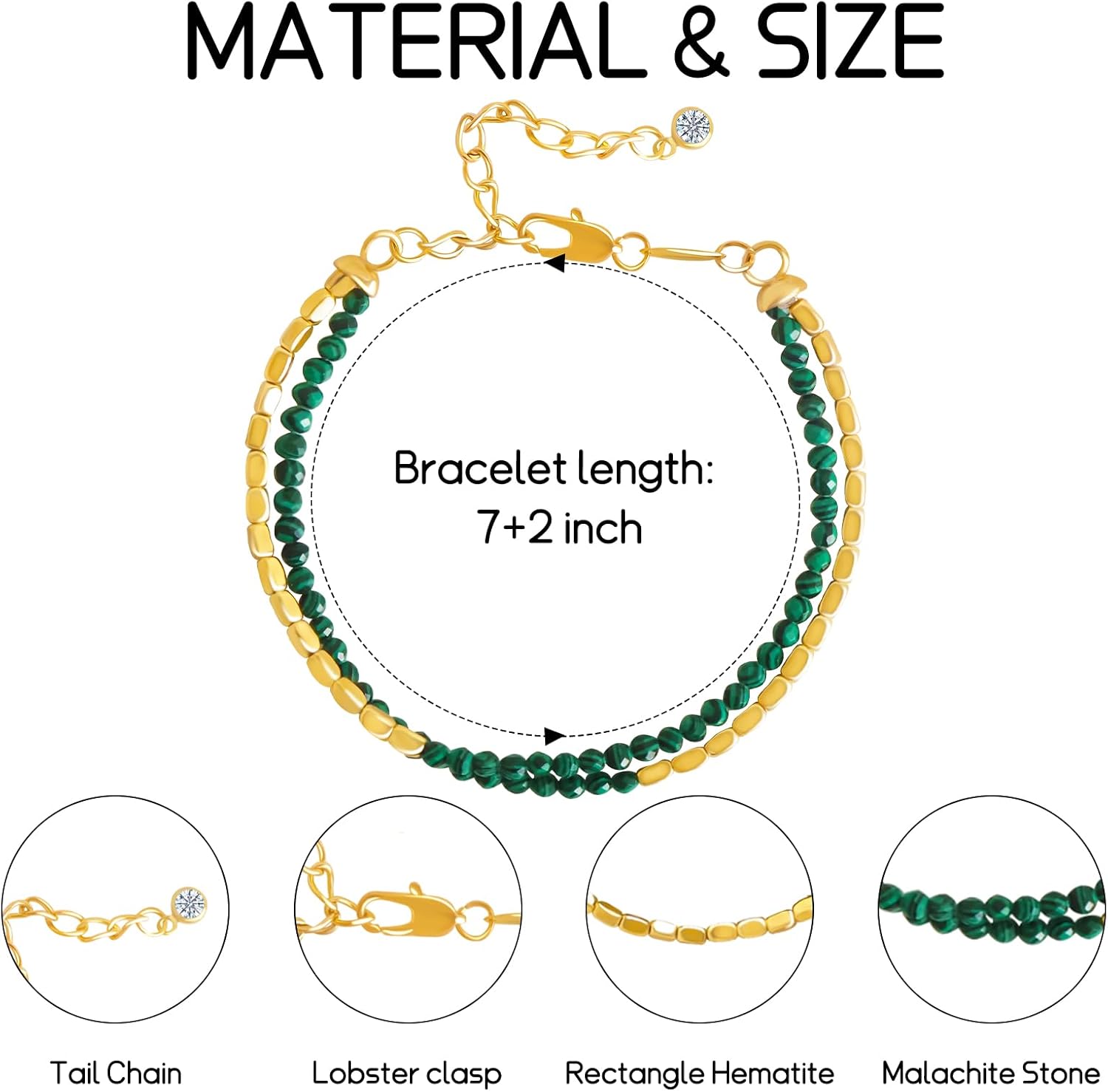 GVUSMIL Bead Bracelet for Women Layered Stone Mixed Bracelets Handmade 18K Gold Plated Beaded Chain Bracelet boho bracelets Adjustable Stackable Bracelet (Lapis Lazuli) - Image 2