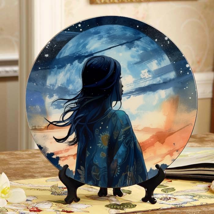 Giraffe 10-inch Ceramic Plate for Wall Display or Tabletop, with Stand & Hook DP-656684281