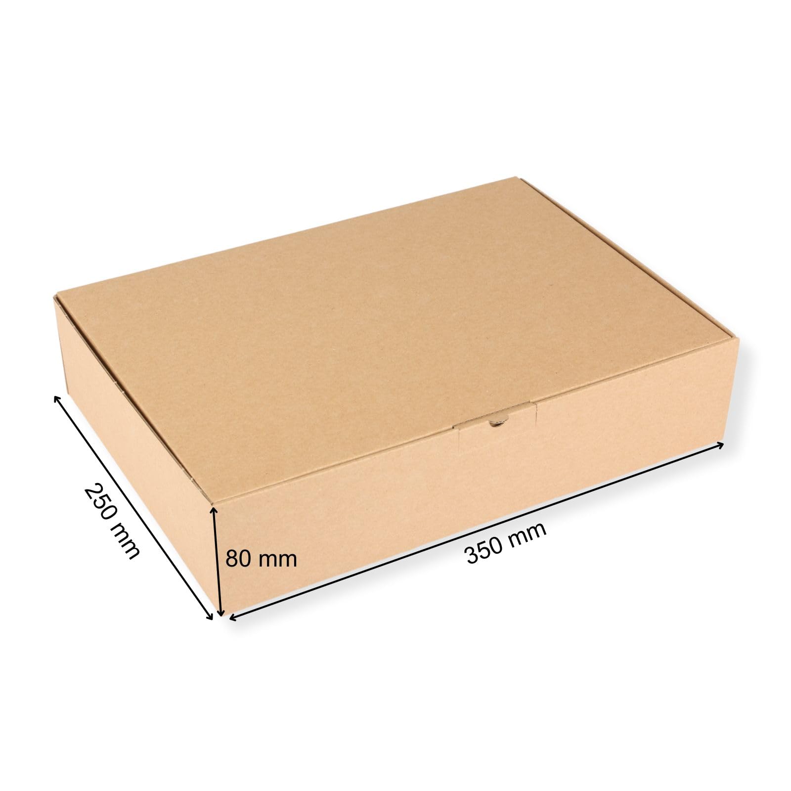 Karton 350 x 250 x 80 mm mit Seitenverschluss (200 Stück), DHL Kleinpaket, Versandkarton, Faltkarton, Schachtel, braun