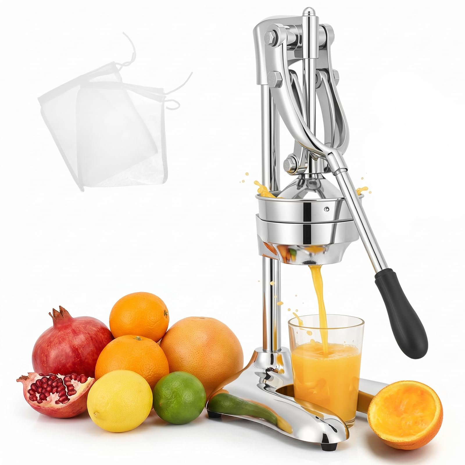 Moongiantgo Dual-Mode Gewerblicher Saftpresse Manuell, Professionelle Zitronenpresse mit Müheloser Hebelarm, Ergonomische Orange Granatapfel Limette Wassermelone Frucht Handpresse | Gewerblicher Saftpresse Manuell mit Müheloser Hebelarm, Ergonomische für