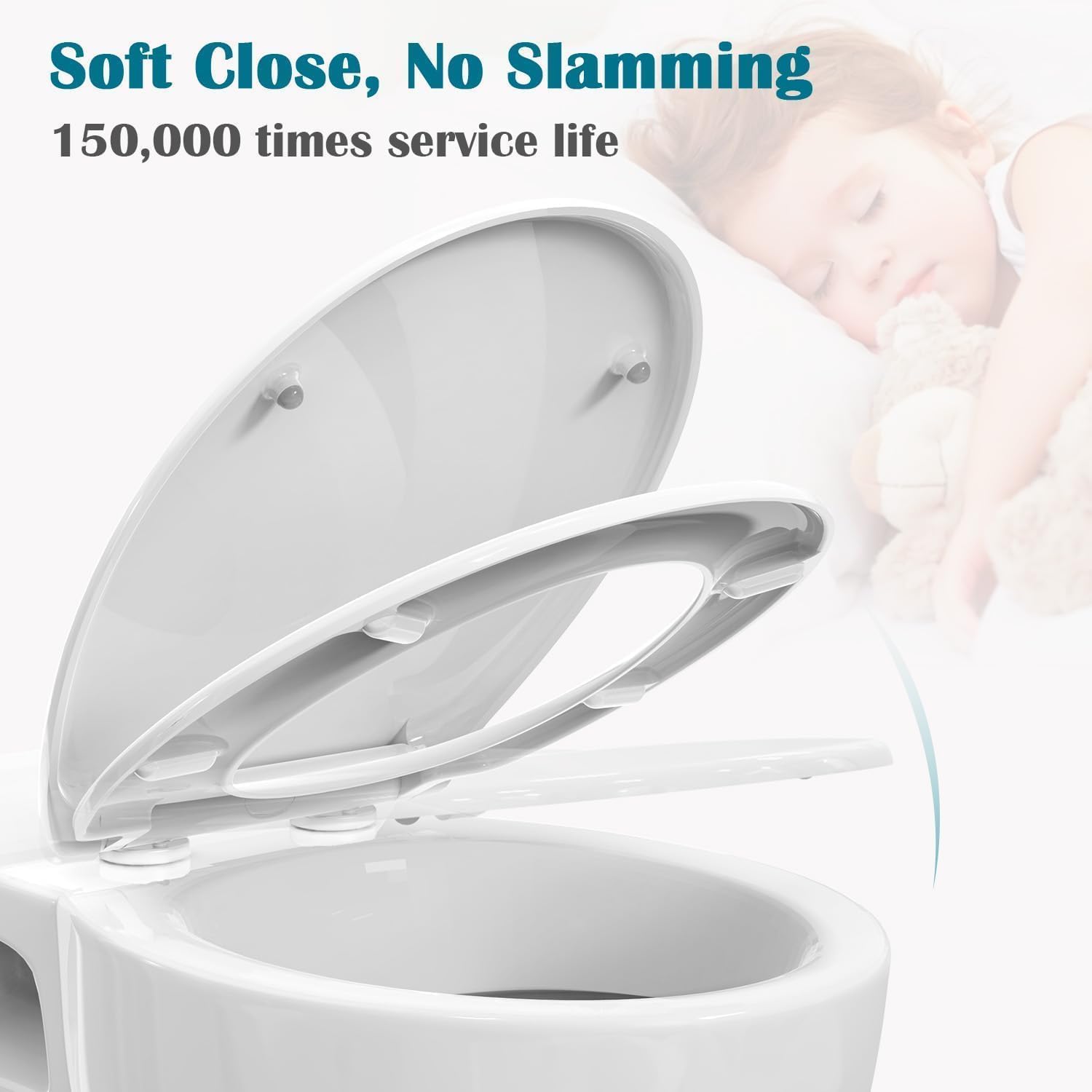 STOREMIC Tapa de WC, Asiento de Inodoro en Forma de O con Liberación Rápida, Fijación Superior e Inferior Sencilla, Cierra Suave y Fácil de Instalación y Limpieza con Bisagras Ajustables de 360°