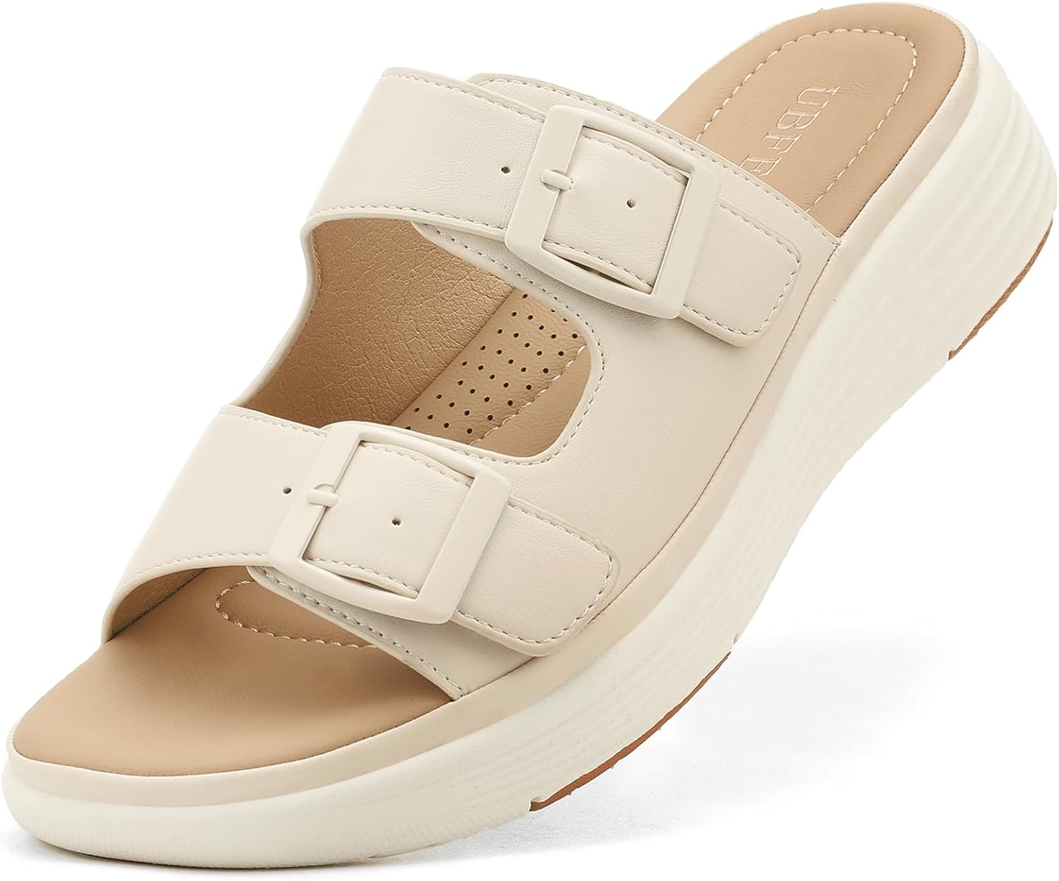 UBFEN Womens Slide Sandals Comfortable Lightweight Slip On Platform Wedge Sandals
