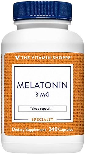 The Vitamin Shoppe Melatonina 3 mg - Apoyo para dormir, sueño reparador y ciclo de sueño saludable, ayuda natural para dormir (240 cápsulas)