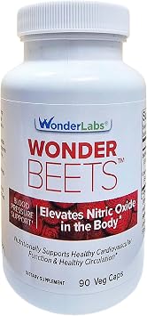 Wonder Beet Beet Root Capsules 1100mg, Standardized to 2% Nitrates, Helps Support Nitric Oxide Production, Blood Pressure, Heart Health, Contains Non-GMO Beetroot Powder and Grape Seed Extract 90