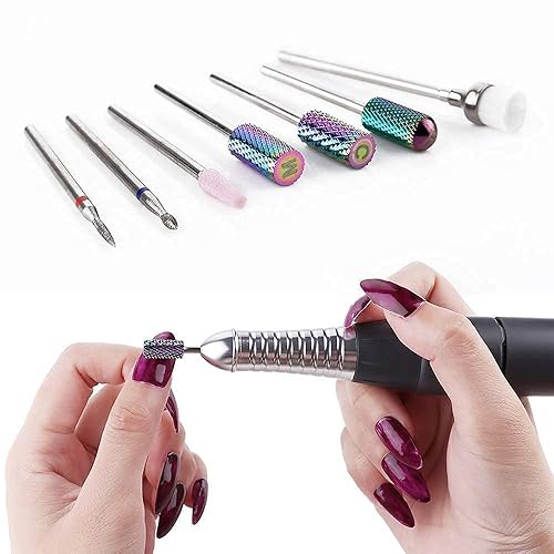 Miniatura 6 de Makartt Taladro de uñas con paquete de brocas de uñas, máquina eléctrica de taladro de uñas y carburo de diamante de cerámica, 7 piezas para quitar