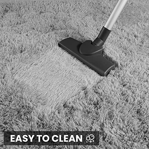 Vocrite Shag Area Rug For Bedroom, Durable Gray Fluffy Fuzzy Beside Rug, Anti-Slip Furry Shaggy Small Carpets For Indoor Kids Room Nursery Dorm, Throw Rug For Home Decor (Grey 3 X 5 Feet) #TOP6