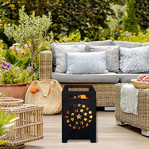 Feuertonne mit Sterne Motiv und Grillrost, Stabiles Stecksystem Mit...
