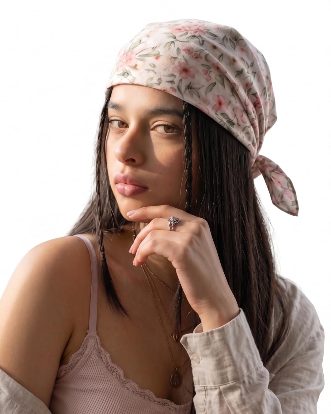 Floral Cotton Square Scarf – Digital Print Designer Bandana for Women-image-16