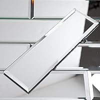 Vista 22 de Diflart Espejo retroprotector contra salpicaduras para despegar y pegar, antigüedad, 1.8 x 11.8 pulgadas, espejo biselado de tres tiras para pared