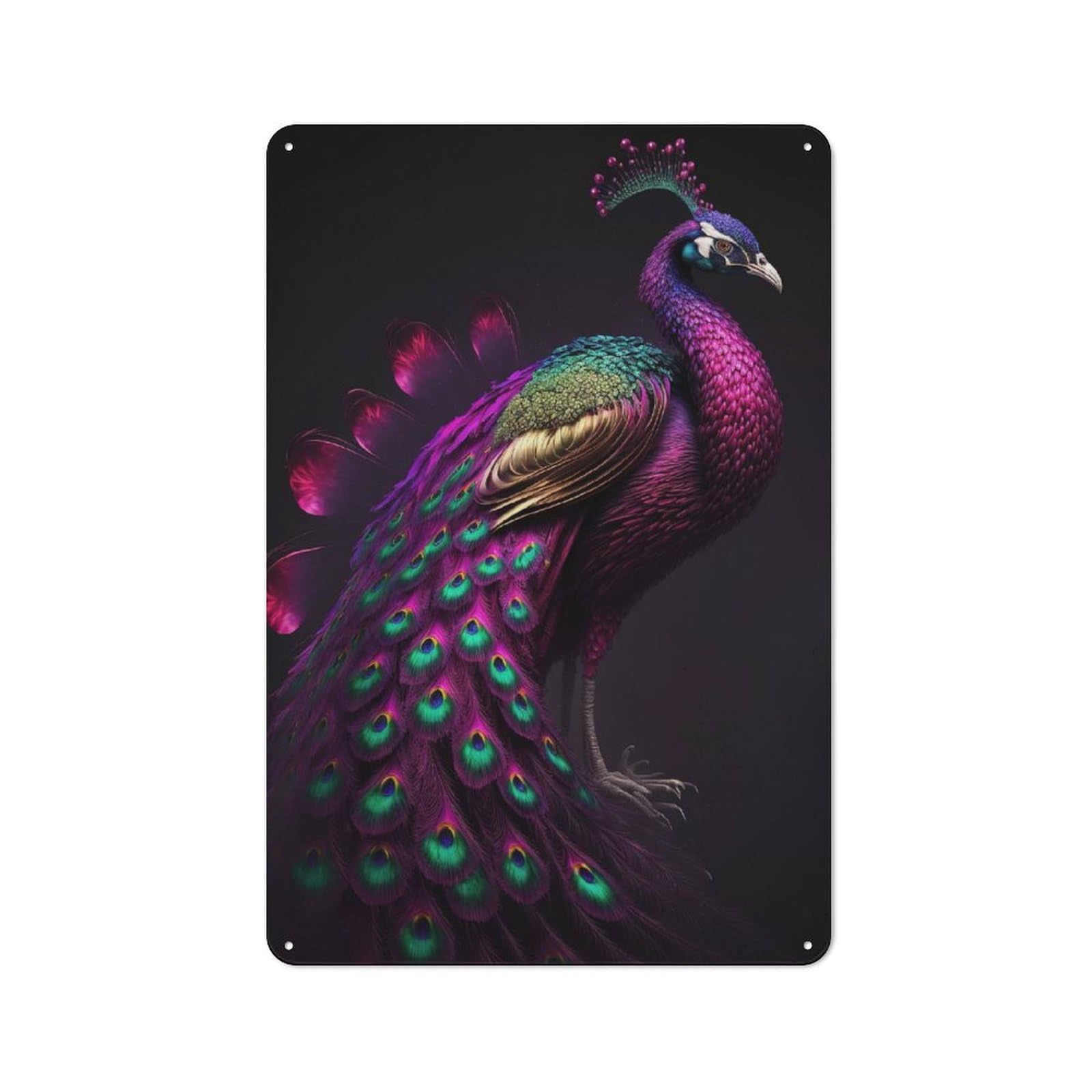 Junmoney Beautiful Peacock 30X20cm Retro Metal Plaque With For Kitchen Or Home Bar, For Garage, Workshop And Man Cave Decoration