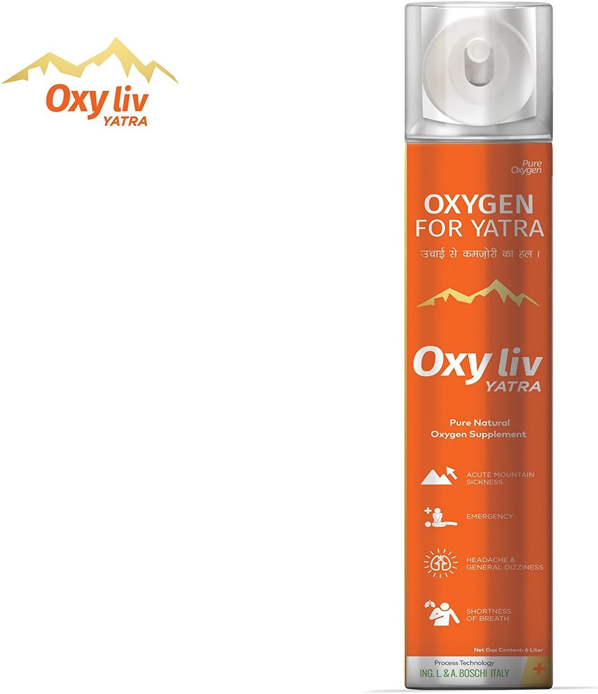 OXY LIV YATRA Portable Oxygen Gas CAN/Cylinder (6 Liter) for KEDARNATH/LEH/LADDAKH/VAISHNO Devi YATRA