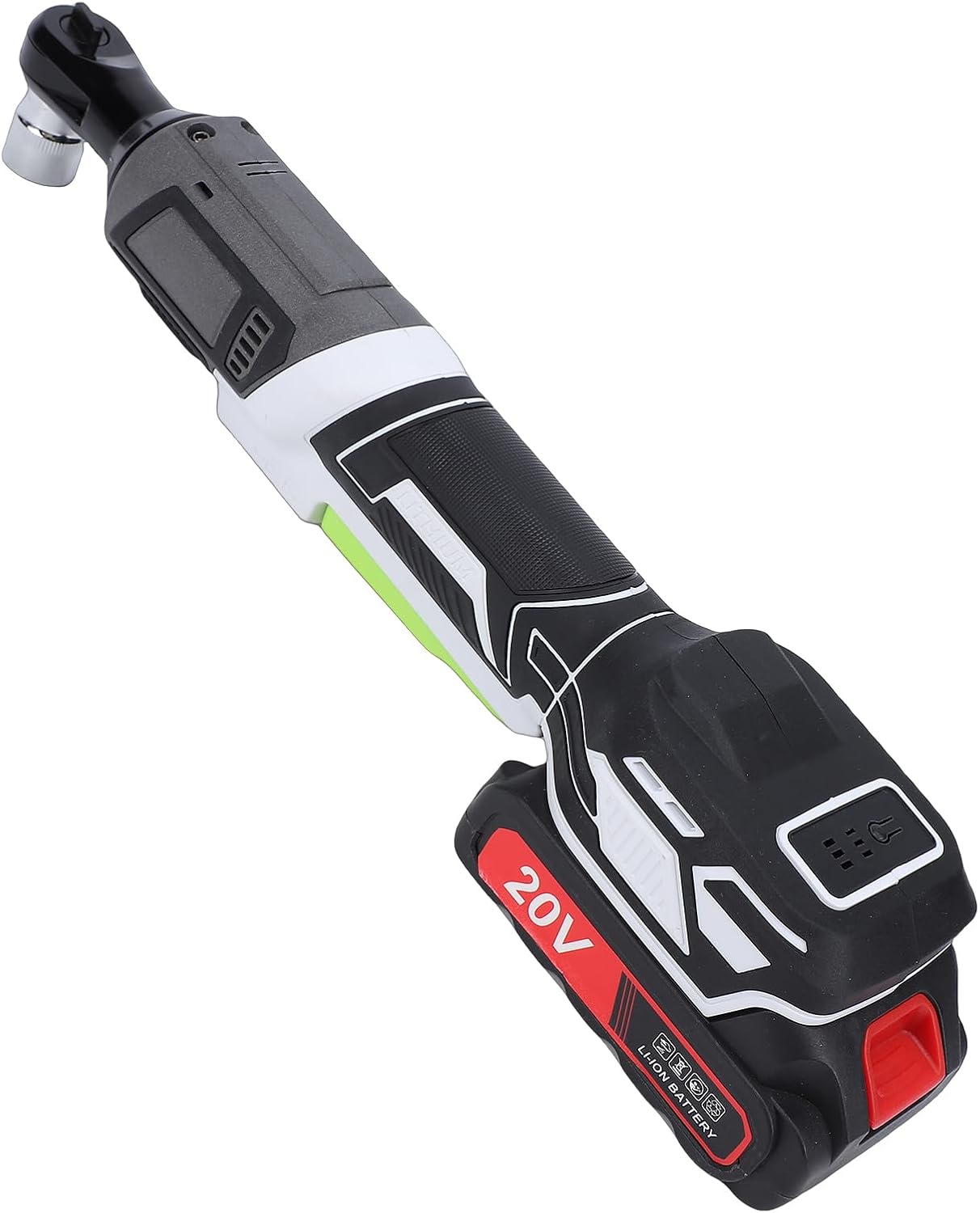 21V Cordless Ratchet Wrench Electric Ratchet with 80Nm Torque Compact Head 2 Batteries LED Light for Automotive Industrial Repair (US Plug 110V Brushless) (US Plug 110V Brushless)