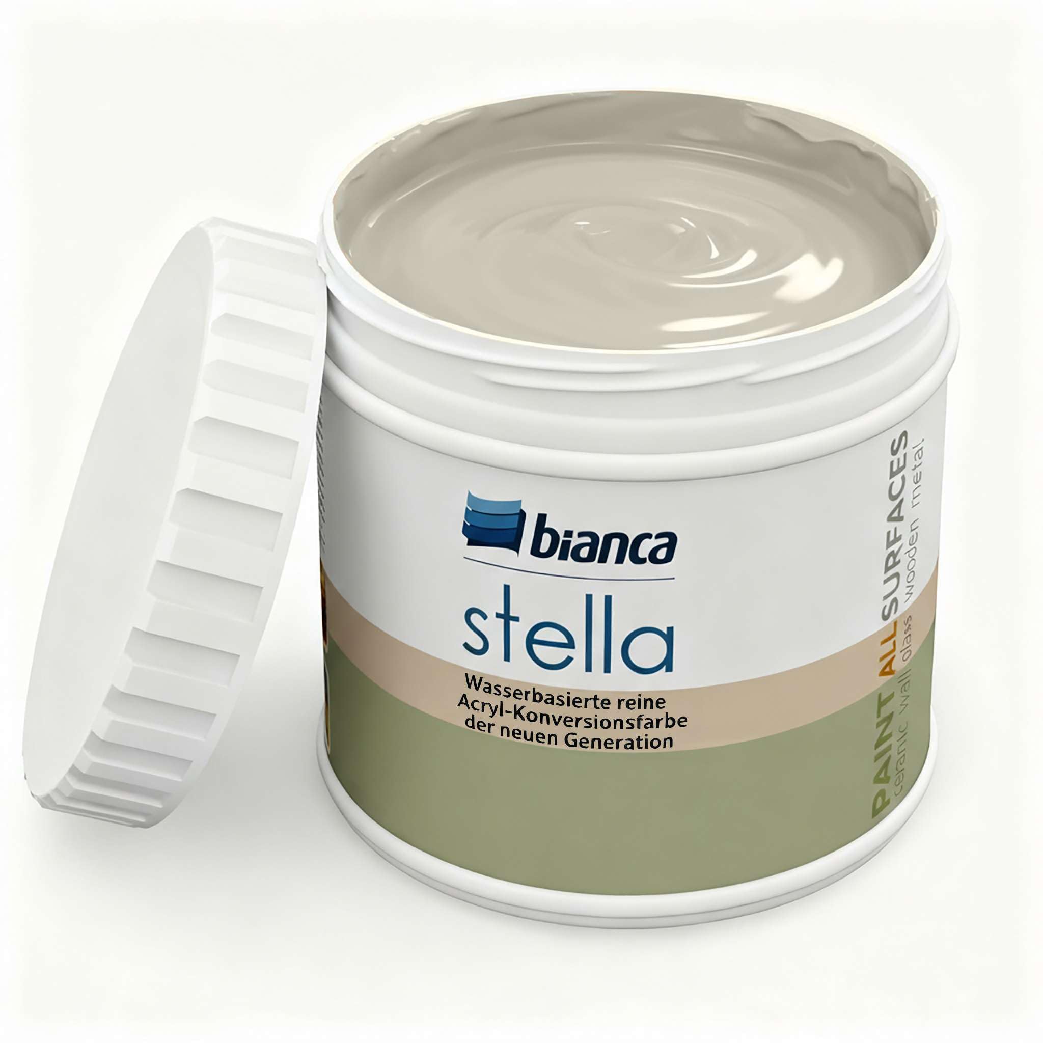 Bianca Stella Peinture de Meuble Premium pour Cuisine & SdB, Cappuccino, 500ml, Peinture Meubles de Cuisine à Base d'Eau, Toutes Surfaces, Bois, Carrelage & Métal