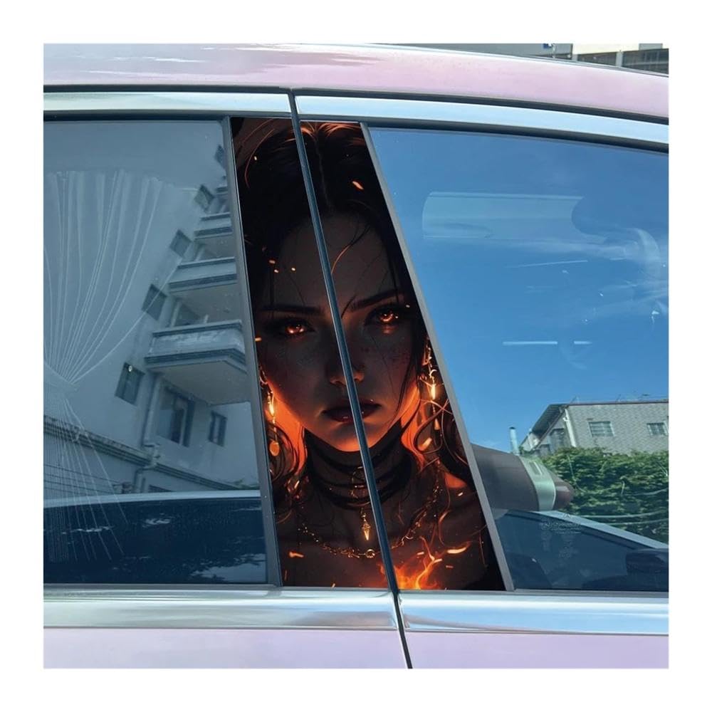 Body Parts 2pcs Car B-Pillar Decals Horror Nuns Auto Center Pillar Waterproof Sticker(I)