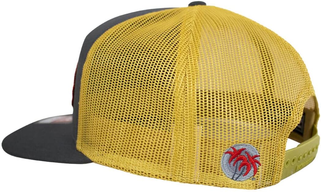 “Horsepower Patch” 7 Panel Unisex Adjustable Flatbill Cap with Embroidered Patch Logo – Mesh Back Hat – One Size