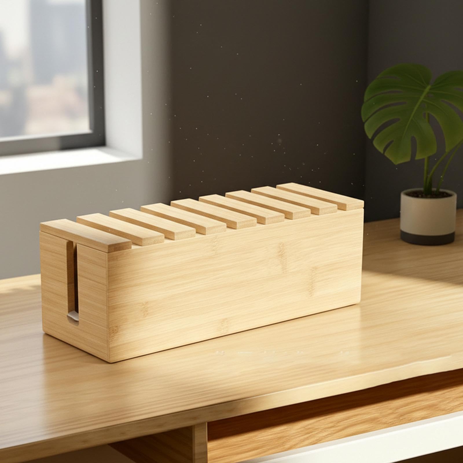 Scatola Portacavi in ​​legno, Accessorio Moderno, Organizer per Cavi a Scomparsa per Telefono E Ufficio.