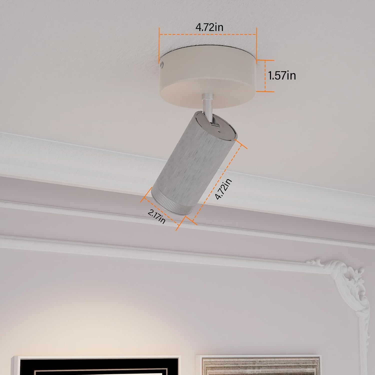 15W Dimmable Ceiling Spotlight, Rotatable Surface Mount Wired Ceiling Light, Dimmable & CCT 3000K-6000K, Modern Spot Light for Picture, Plants & Painting, Beam Angle 10°-50°