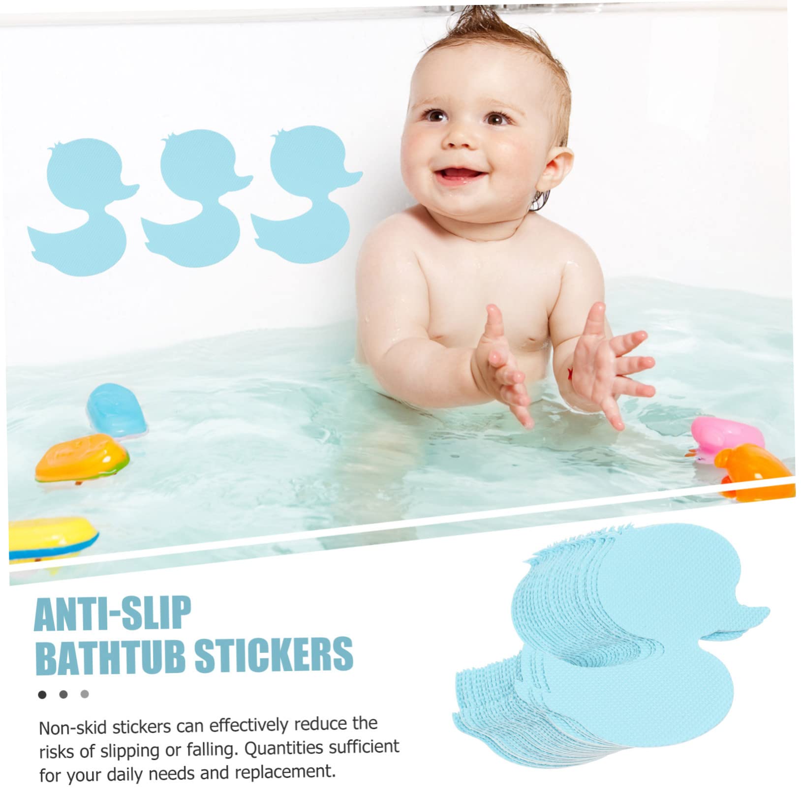 IMIKEYA 96piezas Pegatinas Antideslizantes para Bañera Autoadhesivas Diseño De Patito De Stickers De Baño Seguros y Efectivos para Prevenir Resbalones Ducha y Bañera