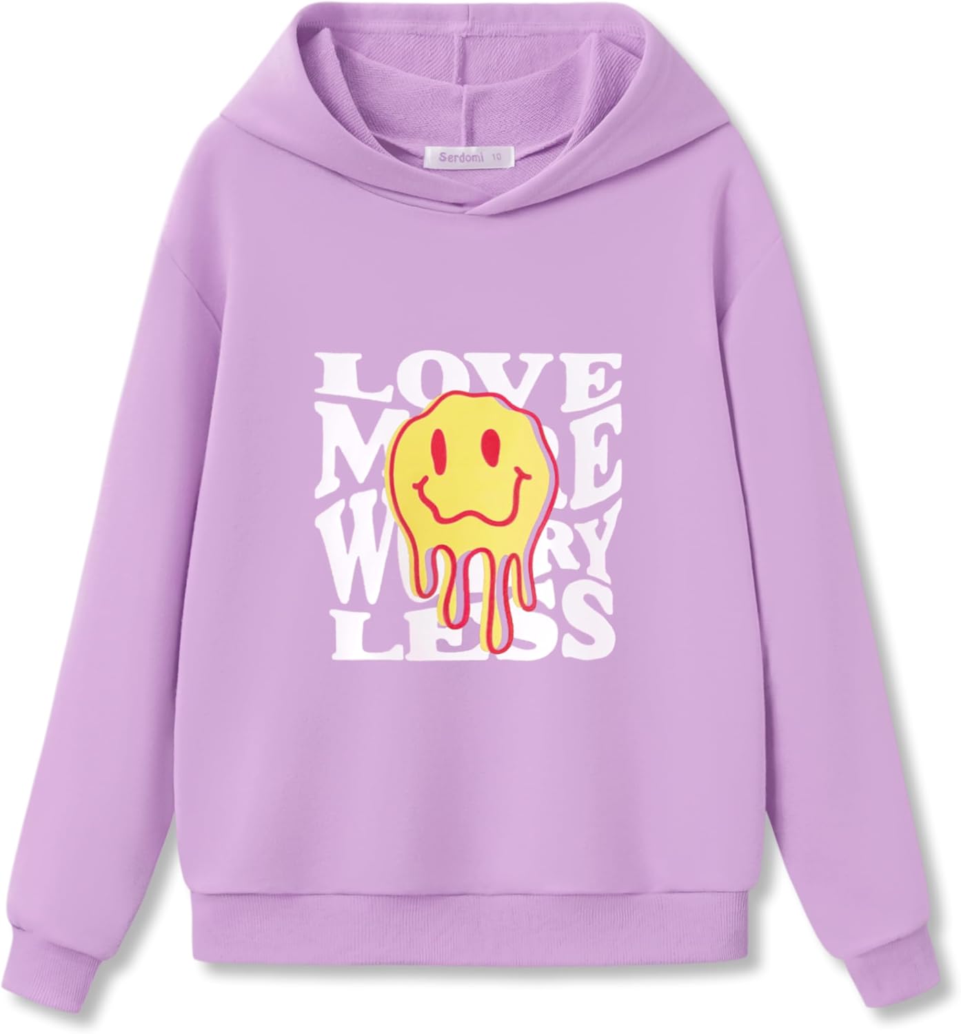 Hoodie Sweatshirts for Girls - Soft Long Sleeves Pullover Shirt Stylish Smiling Face Size 6-18