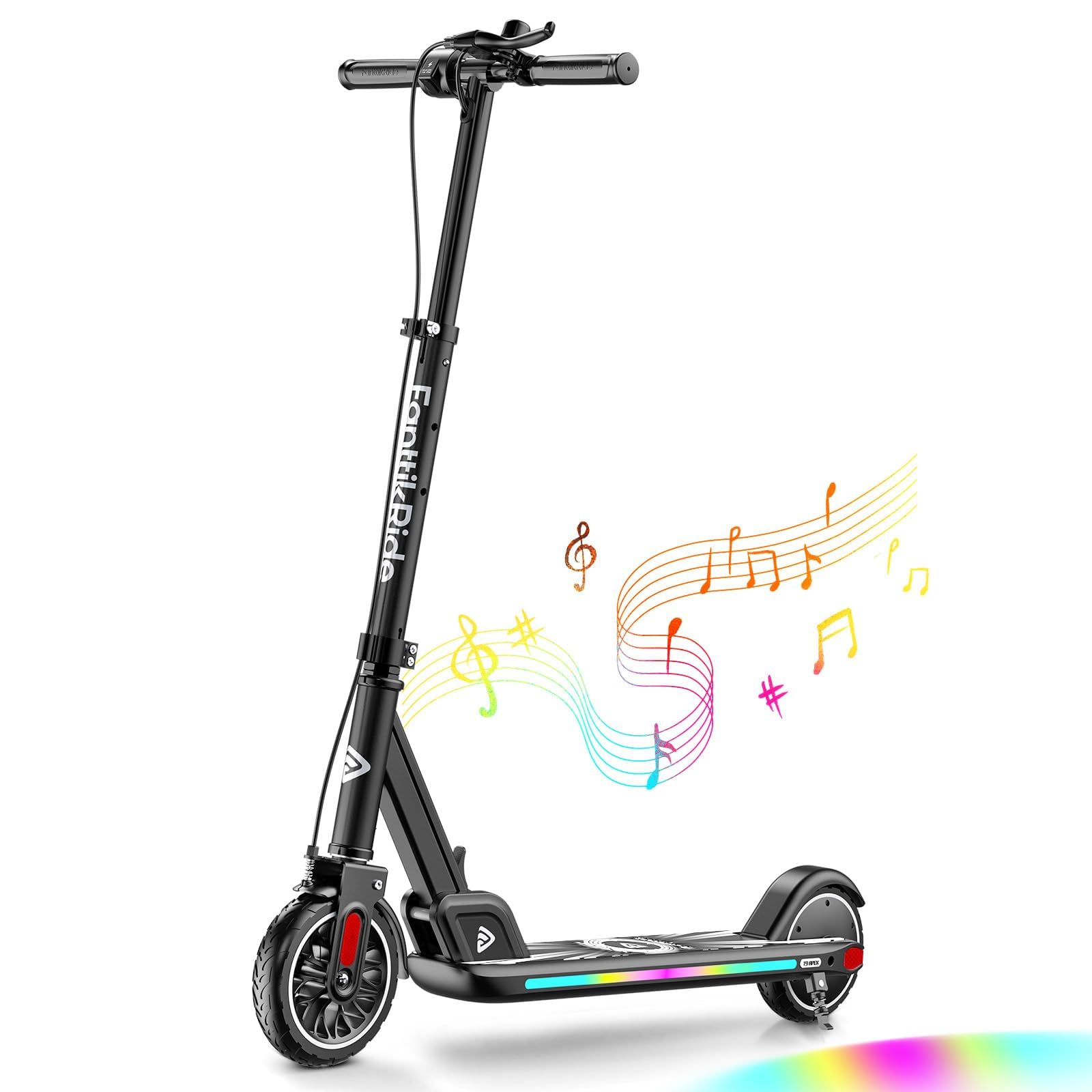 FanttikRide T9 Apex Electric Scooter for Kids 4.3-5.6 ft, 200 W Motor, LED Colorful Lights with Bluetooth Music Speaker, 7/10/12 MPH Digital Display, Adjustable Height, Foldable, Up to 40 mins