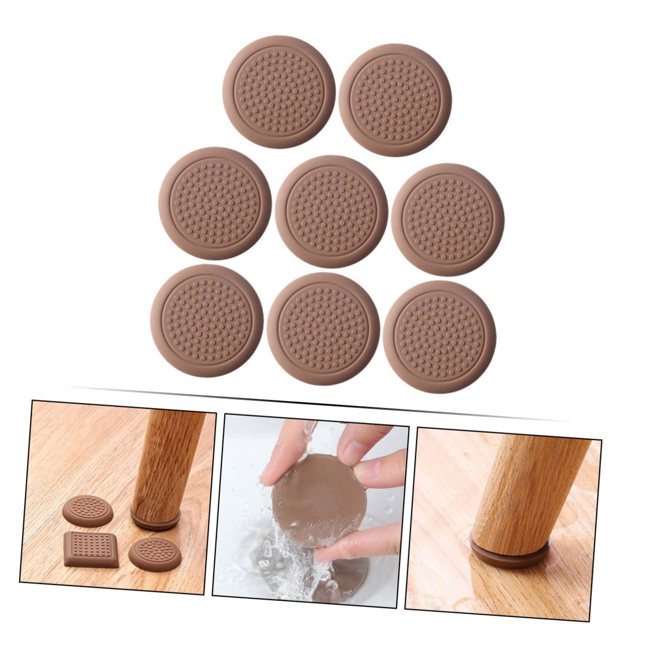 DOITOOL 5 Series Mantel Almohadillas De Fieltro Agarre Corredizo Pie Protector Patas Mesa Tacos para Patas Sillas Alfombrillas Protectoras para Muebles Gel De Sílice Brown 8 Piezas X 5