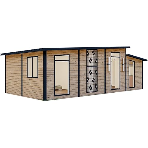 32m2 Modular Wooden House Tiny Home Prefabric Home for Live in for Adults, light oak