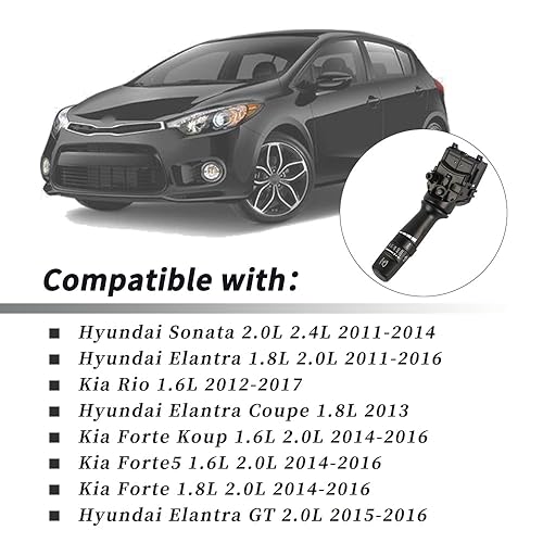 Miniatura 2 de Interruptor de control del limpiaparabrisas 934201U000 compatible con Hyundai Sonata 2.0L 2.4L 2011-2014, Elantra 1.8L 2.0L 2011-2016, Kia Rio 1.6L,