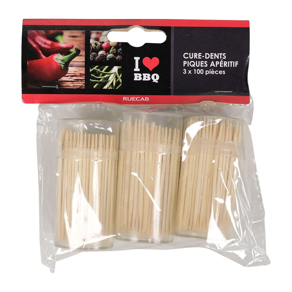 Cure-Dents en Bambou Lot de 3 Boîtes Distributrices Plastique 3 x 100 Pièces