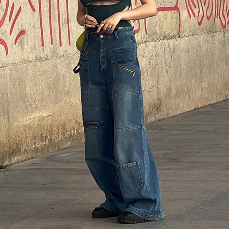 CEINOM Y2K High Waist Baggy Jeans Women's Straight Wide Leg Pants Streetwear 90S Baggy Pants Hip Hop Denim Pants3