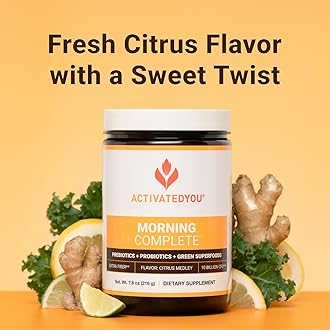ACTIVATEDYOU Morning Complete Daily Wellness Greens Superfood Drink Mix for Gut Health w/Prebiotics, Probiotics, Antioxidants, Green Superfoods, 10 Billion CFUs (3 Pack, Citrus Medley)