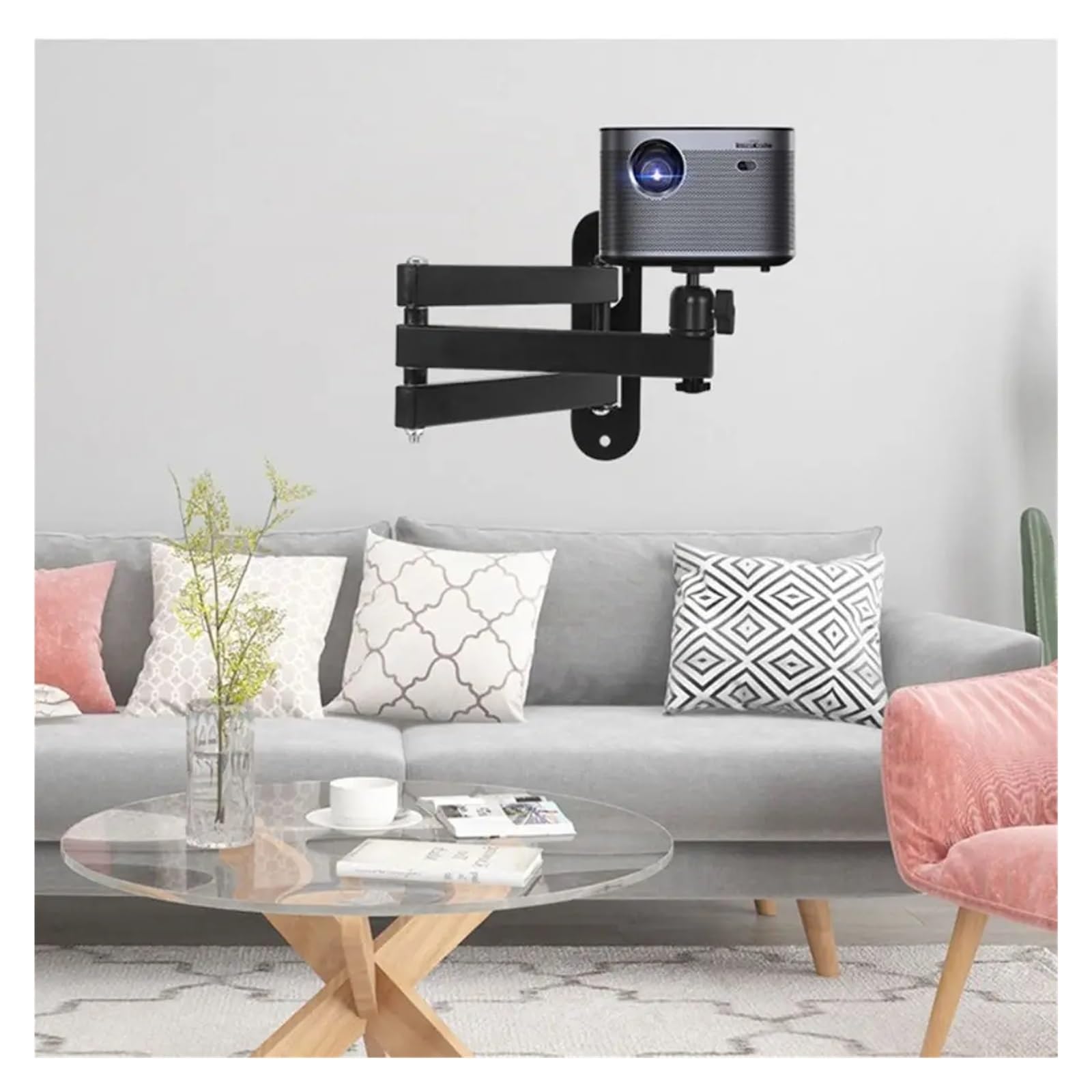 Staffa Per Schermo Di Proiezione Supporto for proiettore regolabile multi-angolo in acciaio al carbonio for con rotazione di 360 gradi Robusto universale(40CM)