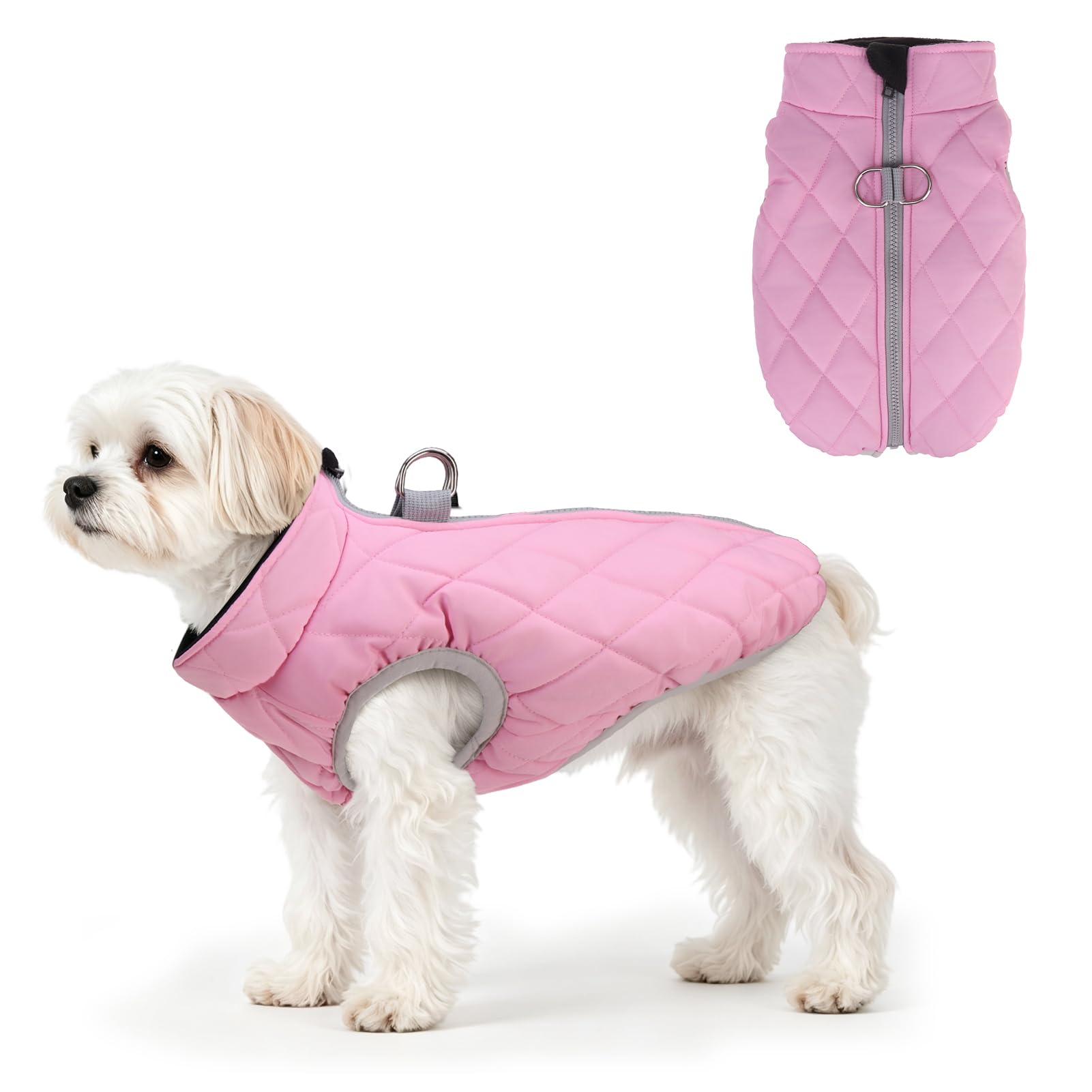 SCENEREAL Winter Dog Vest Coat with Harness Built in