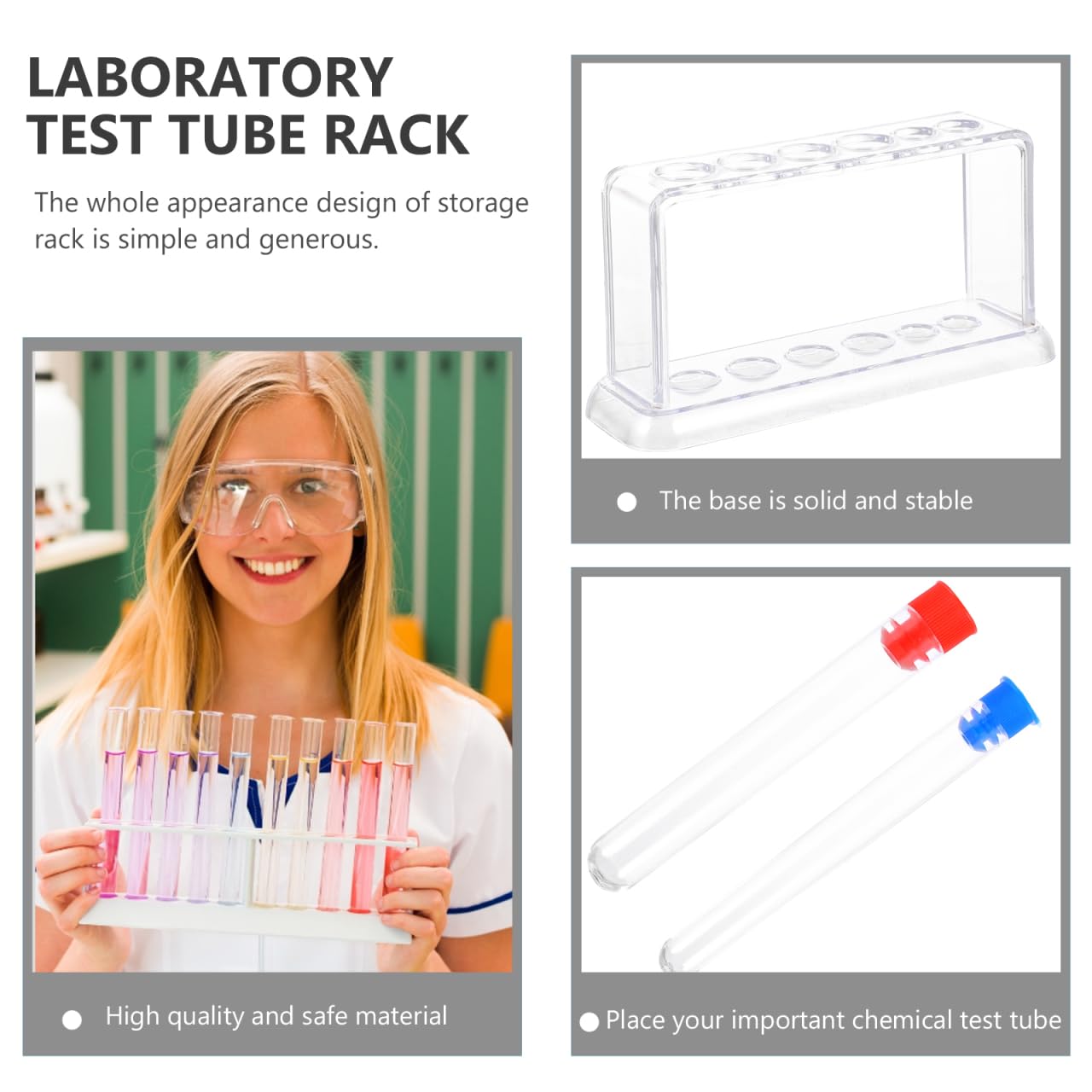 generic Portaprovette in Plastica Trasparente 6 Scomparti Supporto Per Tubo Di Test Laboratorio 6 Provette Organizer Compatto 6.69X5.12X1.97In Per Scuola Ricerca Scientifica