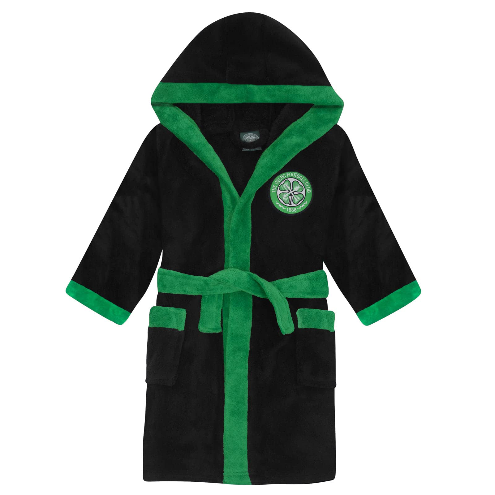 Celtic F.c. Boys Black Celtic Fc Official Football Gift Fleece Dressing Gown Robe 13-14 Years