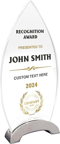 Placa de vidrio personalizada de 7 12 pulgadas para premios y trofeos, premio personalizado para empleado del mes, jubilación, liderazgo y