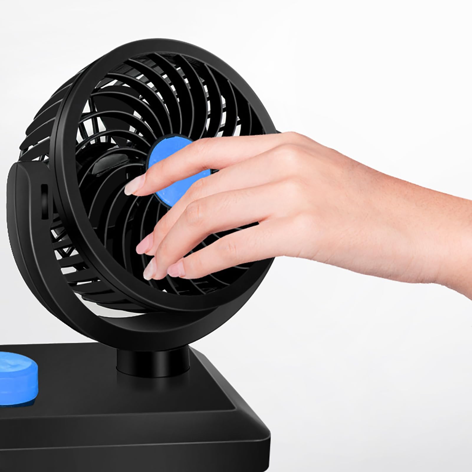 Ventilateur USB Double Tête Rotatif 360 Degrés pour Voiture Camion Camping-Car Bureau Maison Adapté à Tous Véhicules et Environnements Chauds