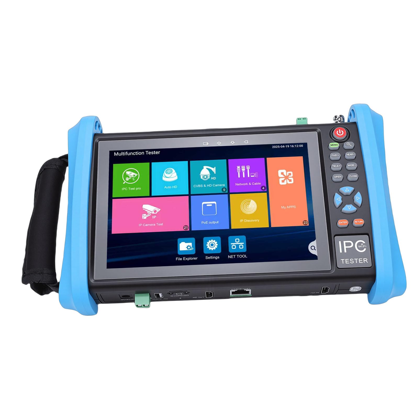 Tester CCTV Tester per Telecamera Portatile con Display HD da 7 Pollici per Telecamere IP/analogiche da Lavoro All'aperto Materiale ABS (Spina europea)