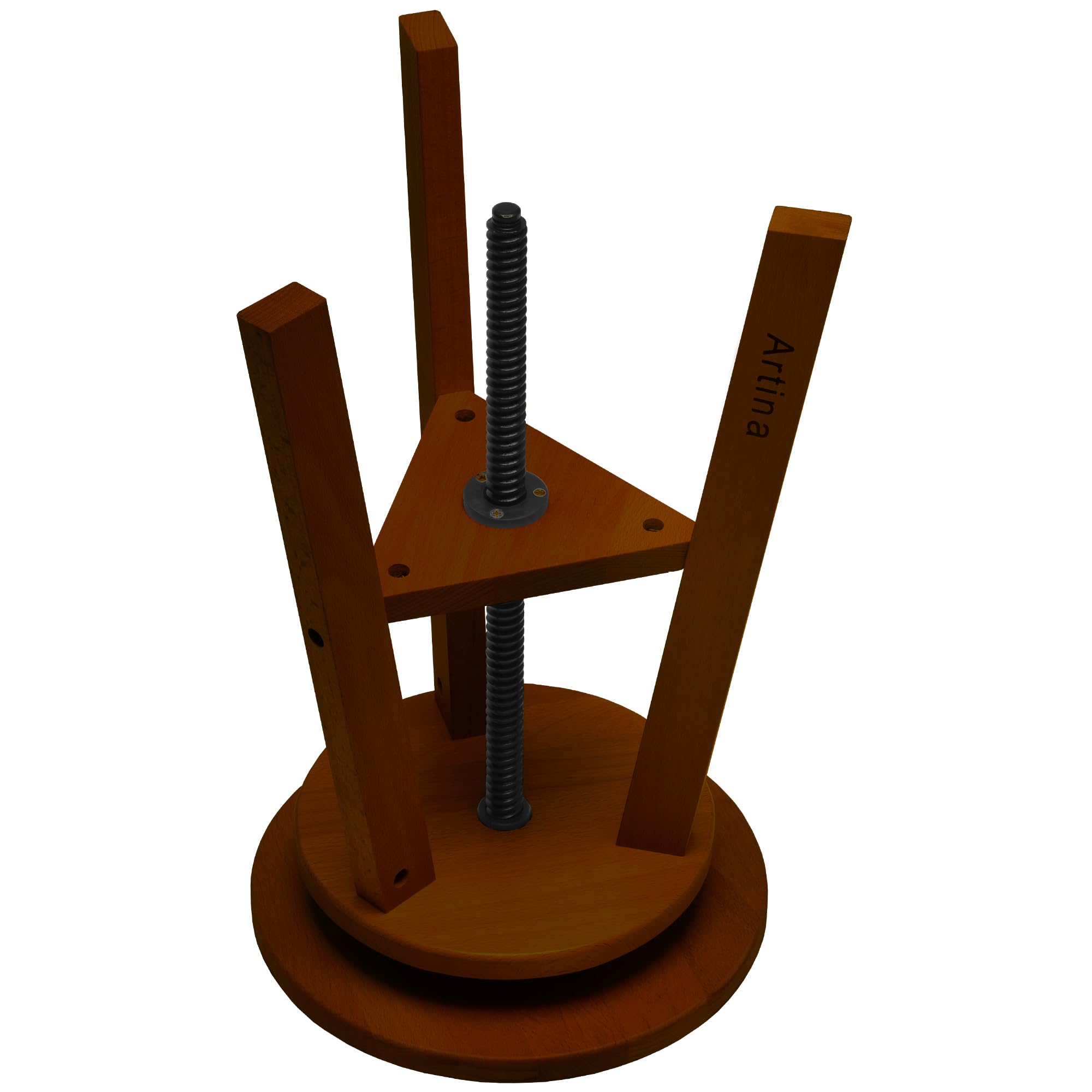 Artina Malhocker Arles Ø 30 cm Sitzfläche Drehhocker Holz höhenverstellbar 48-66cm - runder Künstlerhocker 360 Grad drehbar & belastbar, Nußbaum-Optik, Künstlerdrehstuhl & Werkstatthocker