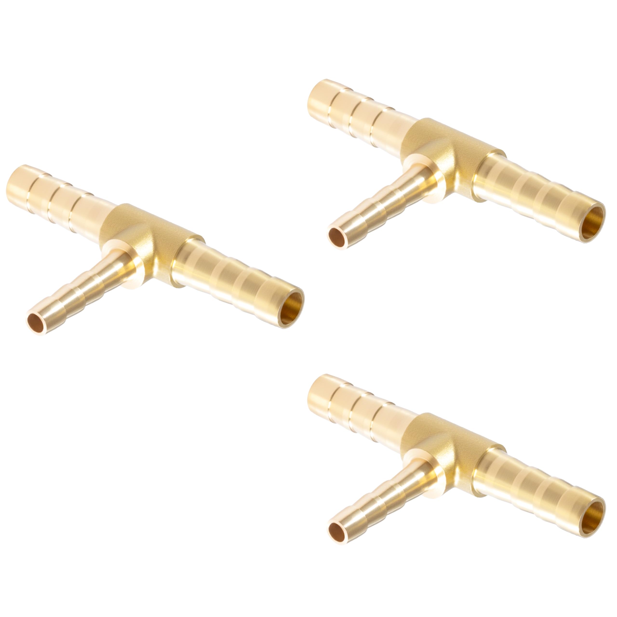 MSAEIQUN 1/4" X 5/32" X 1/4" Brab Reducing Tee Brass Barb Fittings for Gas/Fuel/Air (Pack of 3)