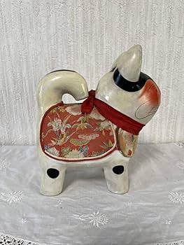 Amazon | 郷土人形 狛犬 こま犬 犬 ヴィンテージ 骨董 置 郷土