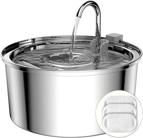 TOMXCUTE 3.2L Stainless Steel Cat Water Fountain, Ultra Quiet Automatic Pet Fountain for Cats and Dogs TOMXCUTE 3.2L Stainless Steel Cat Water Fountain, Ultra Quiet Automatic Pet Fountain for Cats and Dogs