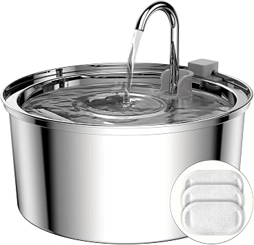 Tomxcute Cat Water Fountain Stainless Steel, 108oz/3.2L Pet Fountain